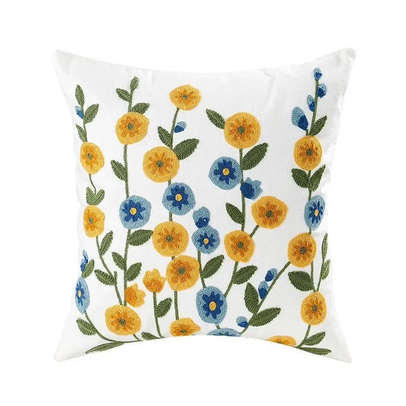 Embroidered Cushion Cover – Floral Pattern – Cotton Blend