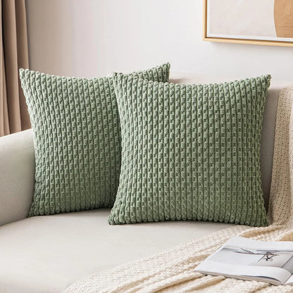 Corduroy Cushion Cover Soft Ribbed Fabric For Home