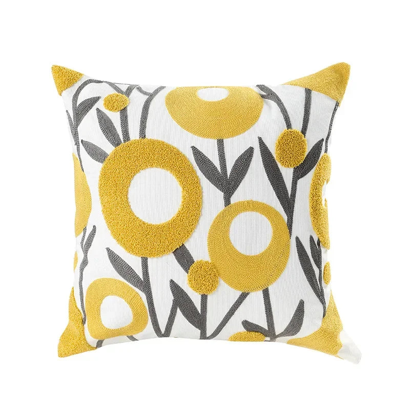 Embroidered Cushion Cover – Floral Pattern – Cotton Blend