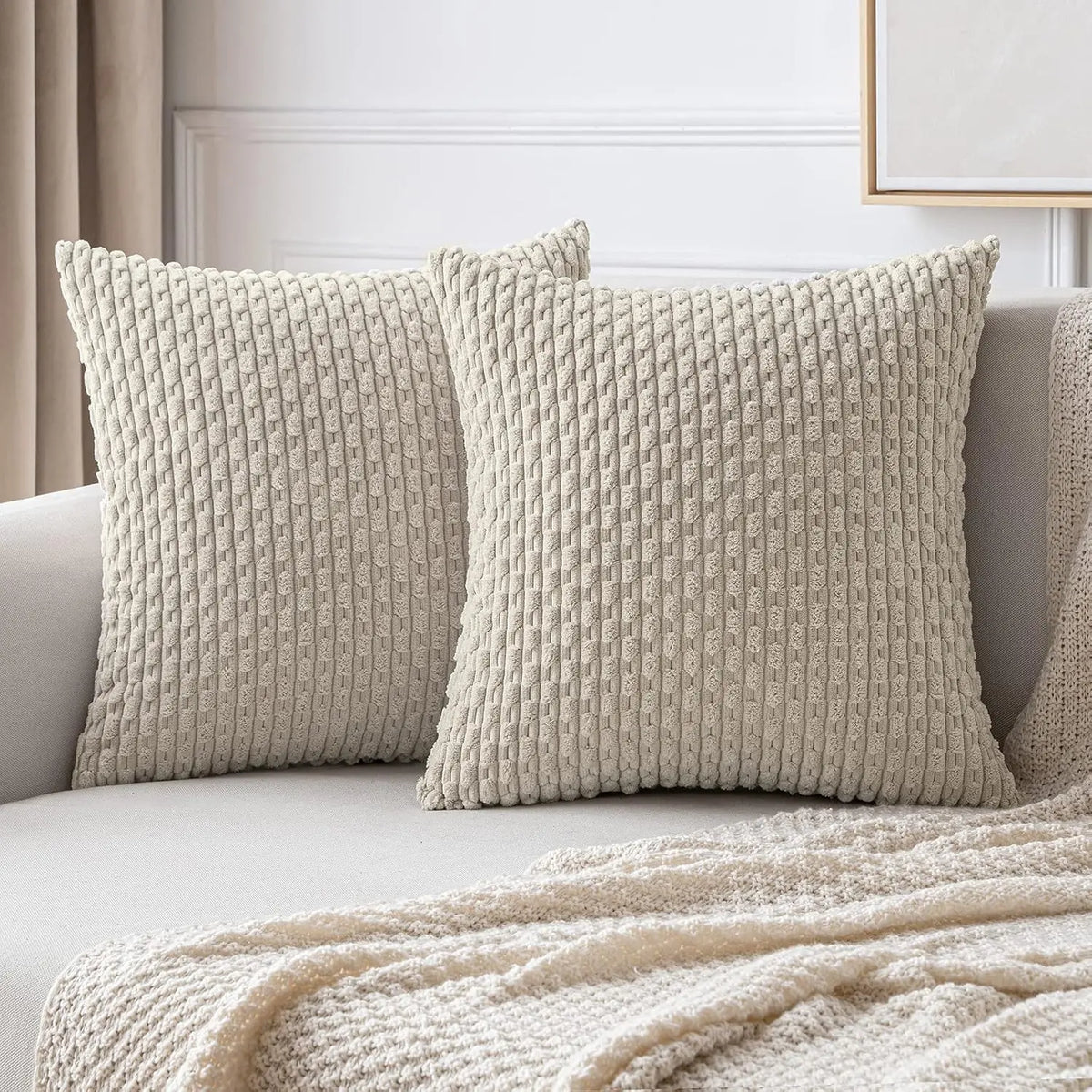 Corduroy Cushion Cover Soft Ribbed Fabric For Home