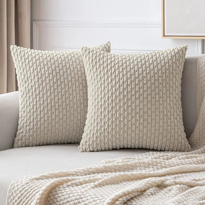 Corduroy Cushion Cover Soft Ribbed Fabric For Home