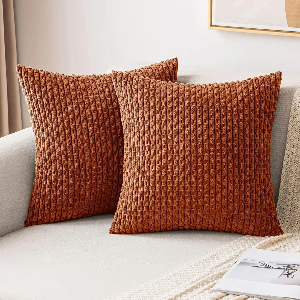 Corduroy Cushion Cover Soft Ribbed Fabric For Home