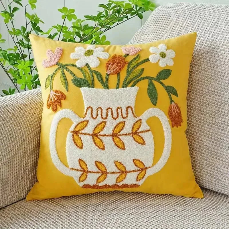 Embroidered Cushion Cover – Floral Pattern – Cotton Blend