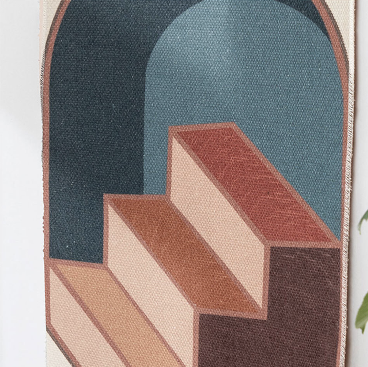 Geometric Wall Tapestry Cotton Wooden Hanging