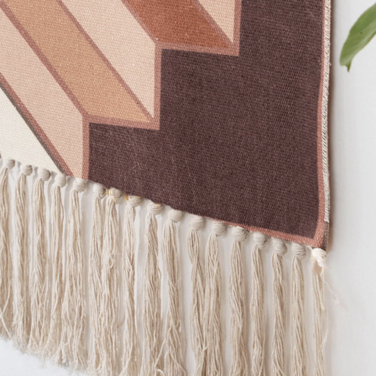 Geometric Wall Tapestry Cotton Wooden Hanging