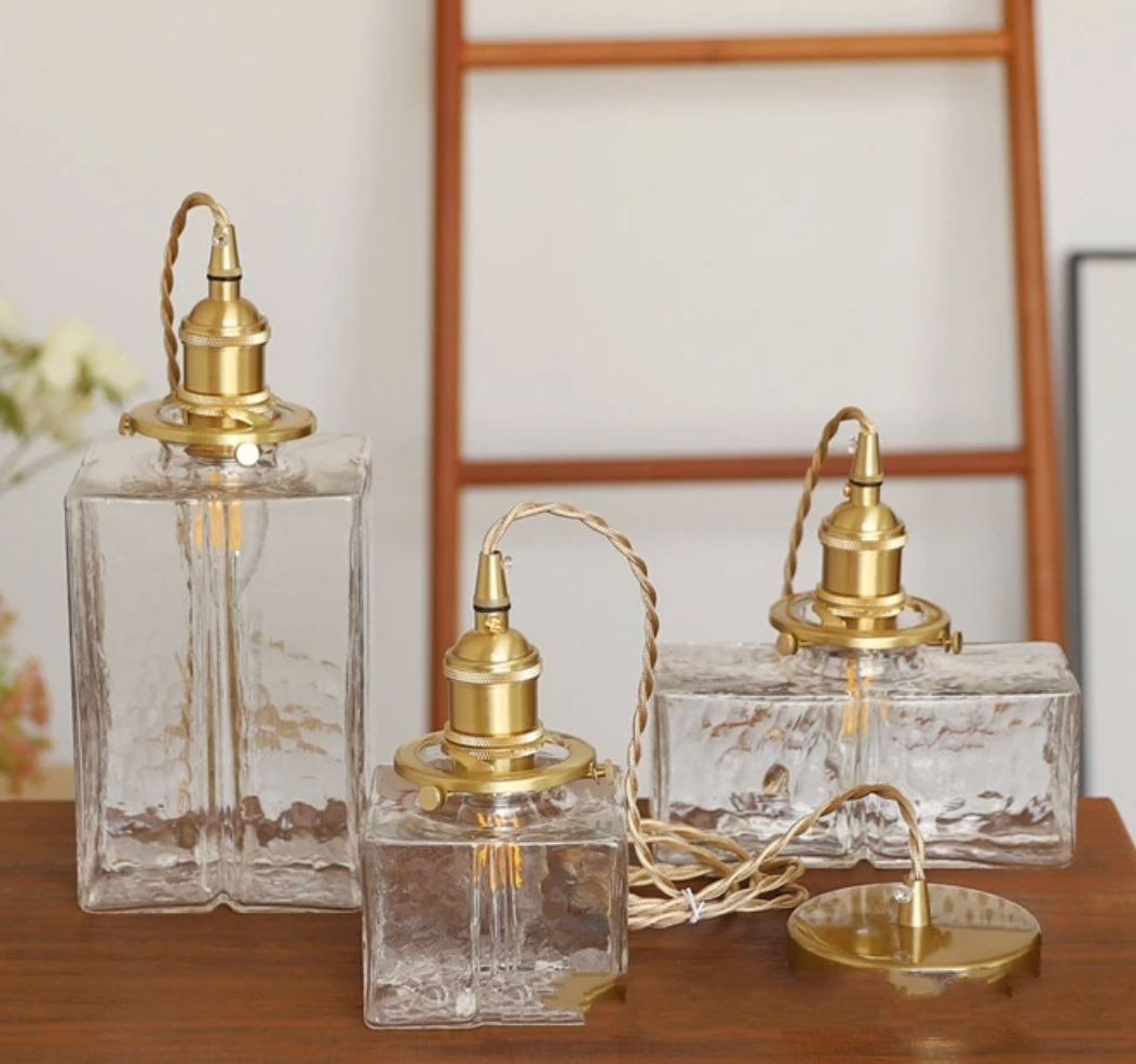 retro ribbed glass pendant light