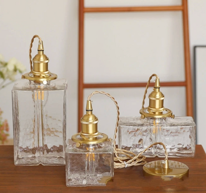 retro ribbed glass pendant light
