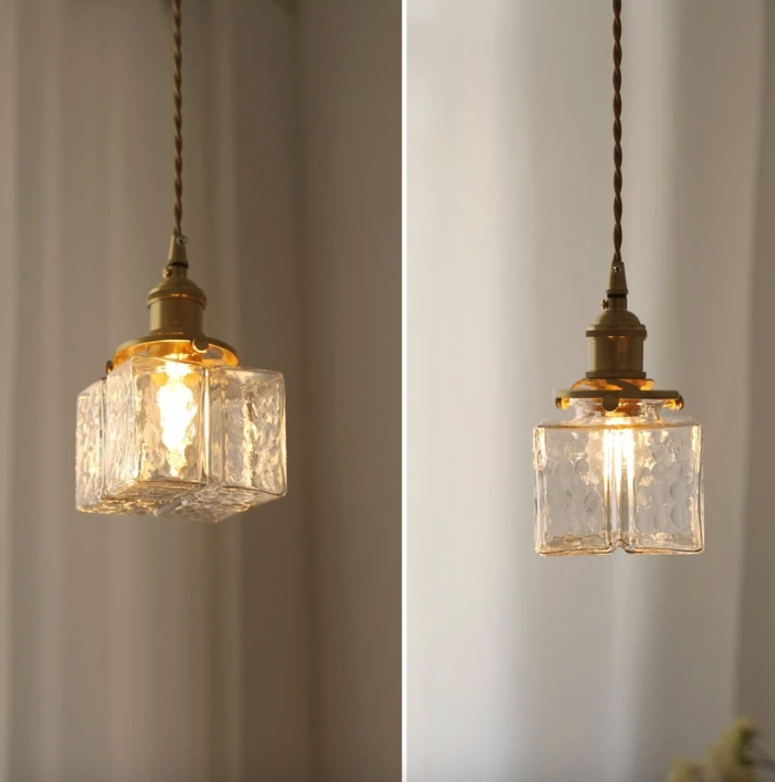 retro ribbed glass pendant light
