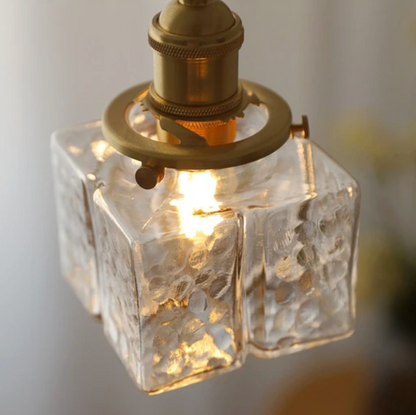retro ribbed glass pendant light