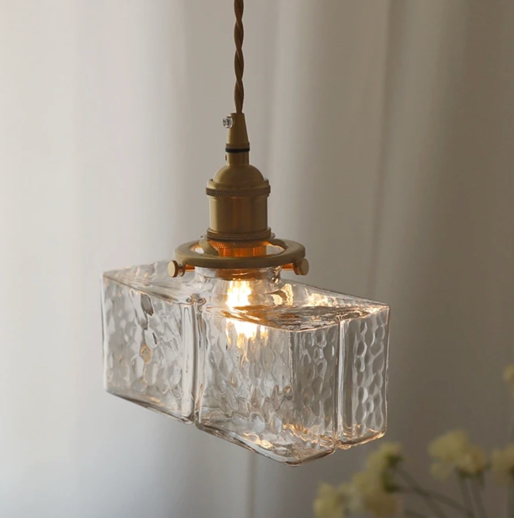 retro ribbed glass pendant light