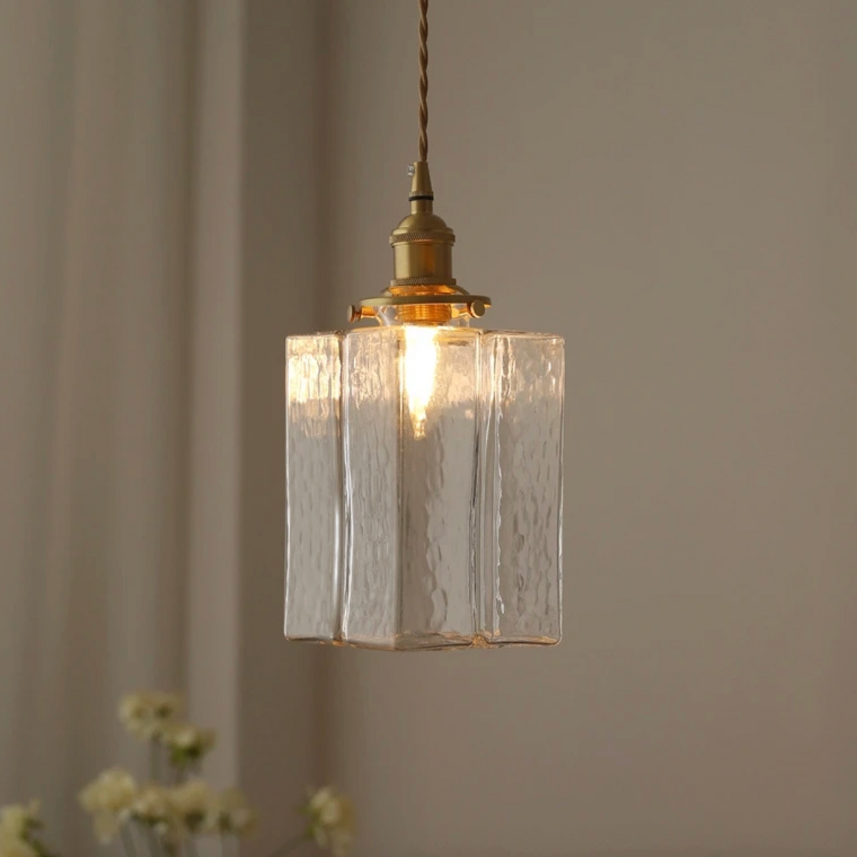 retro ribbed glass pendant light