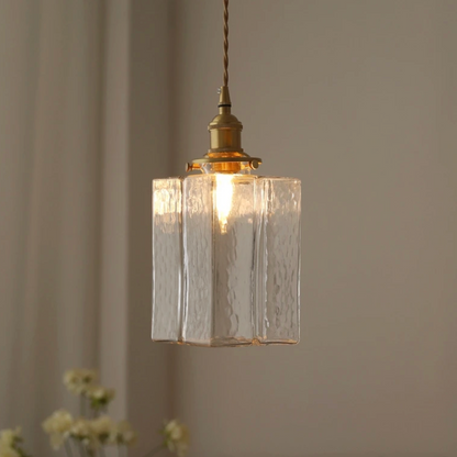 retro ribbed glass pendant light