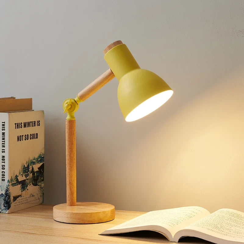 Nordic Wooden Desk Lamp – Adjustable – E27 – Modern Table Light