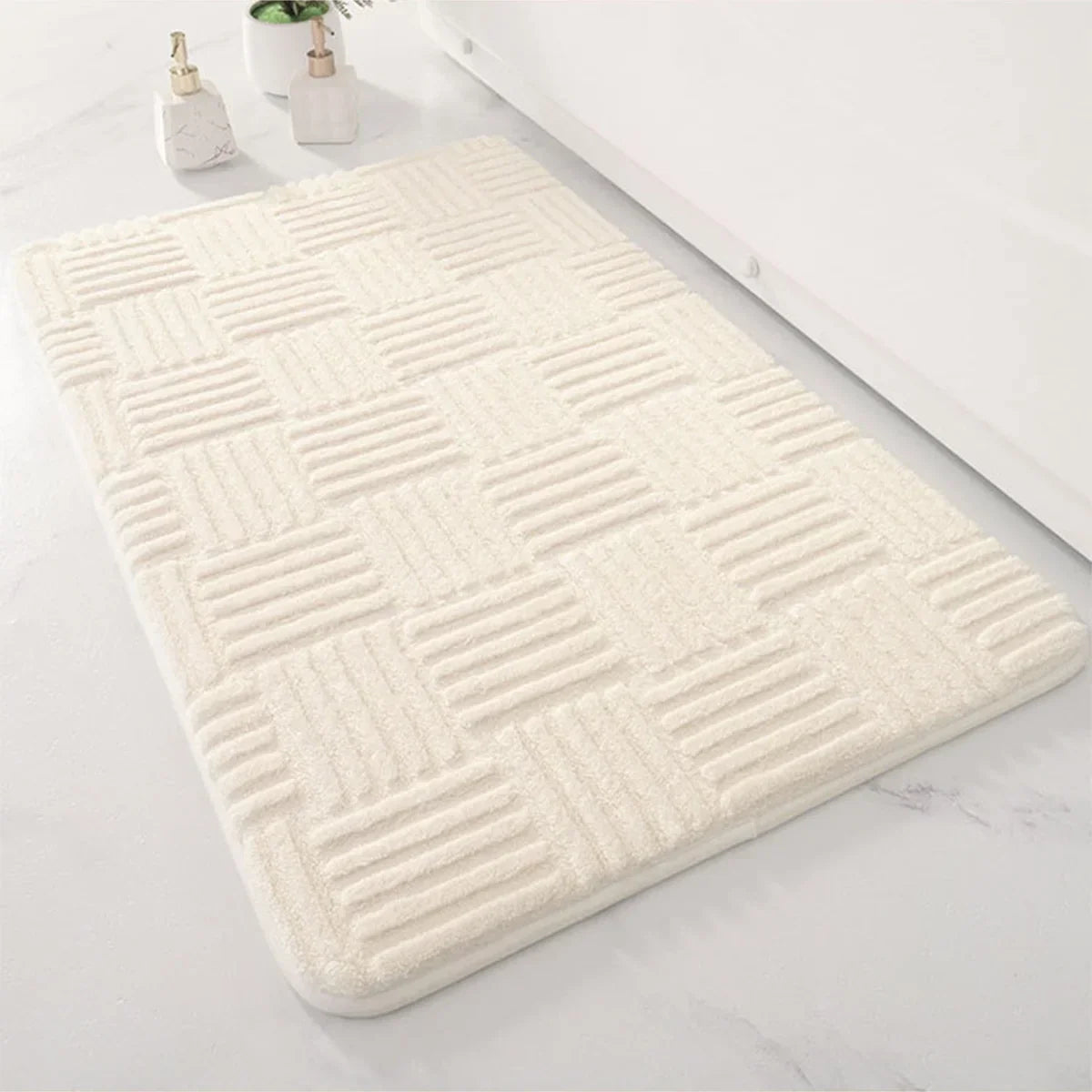 thick absorbent striped bath mat