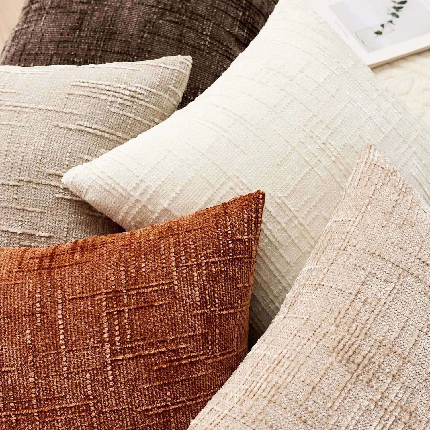 Chenille Cushion Cover – Woven Texture – Washable – Home Décor