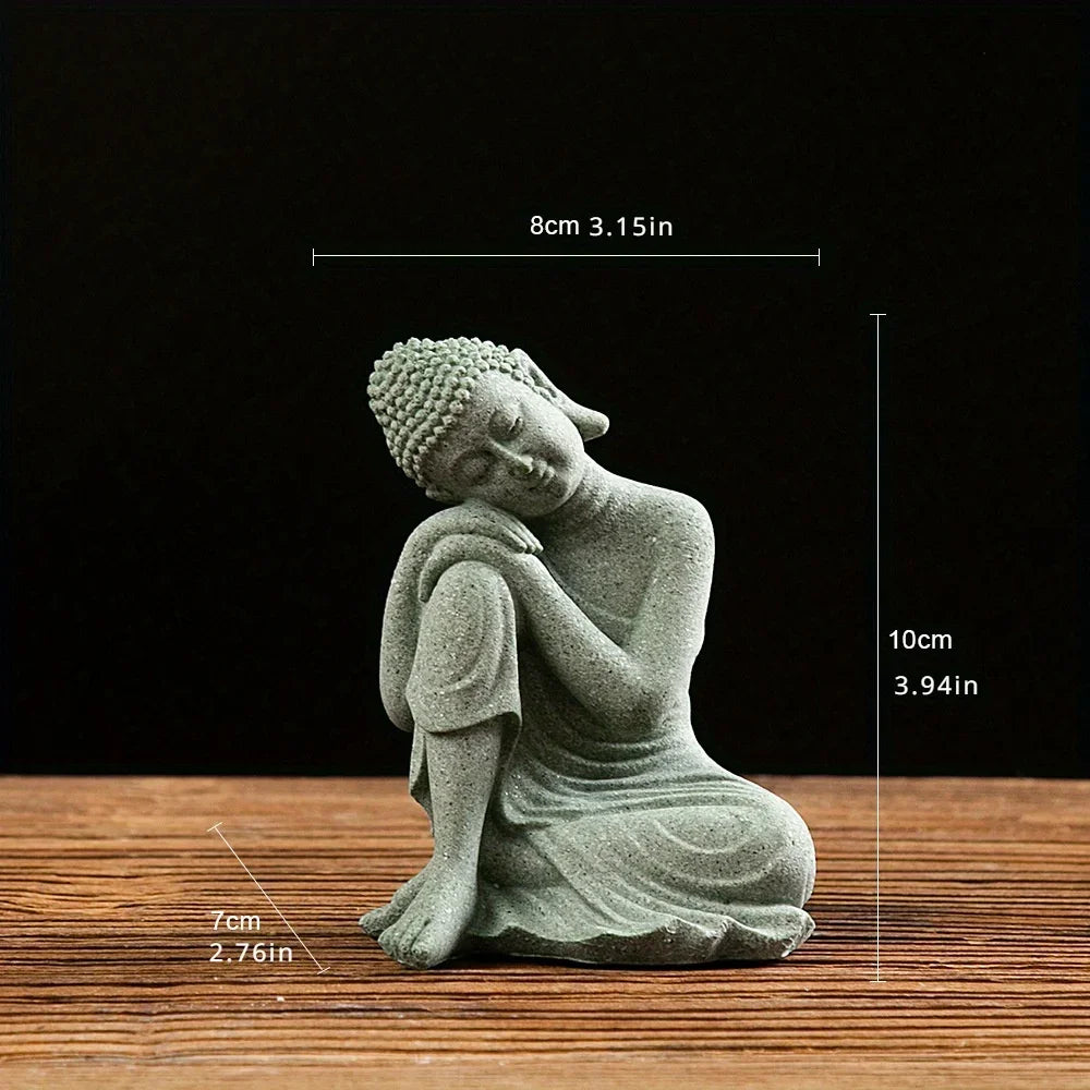 Buddha Statue Green Sandstone For Home