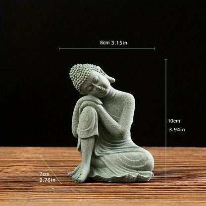 Buddha Statue Green Sandstone For Home