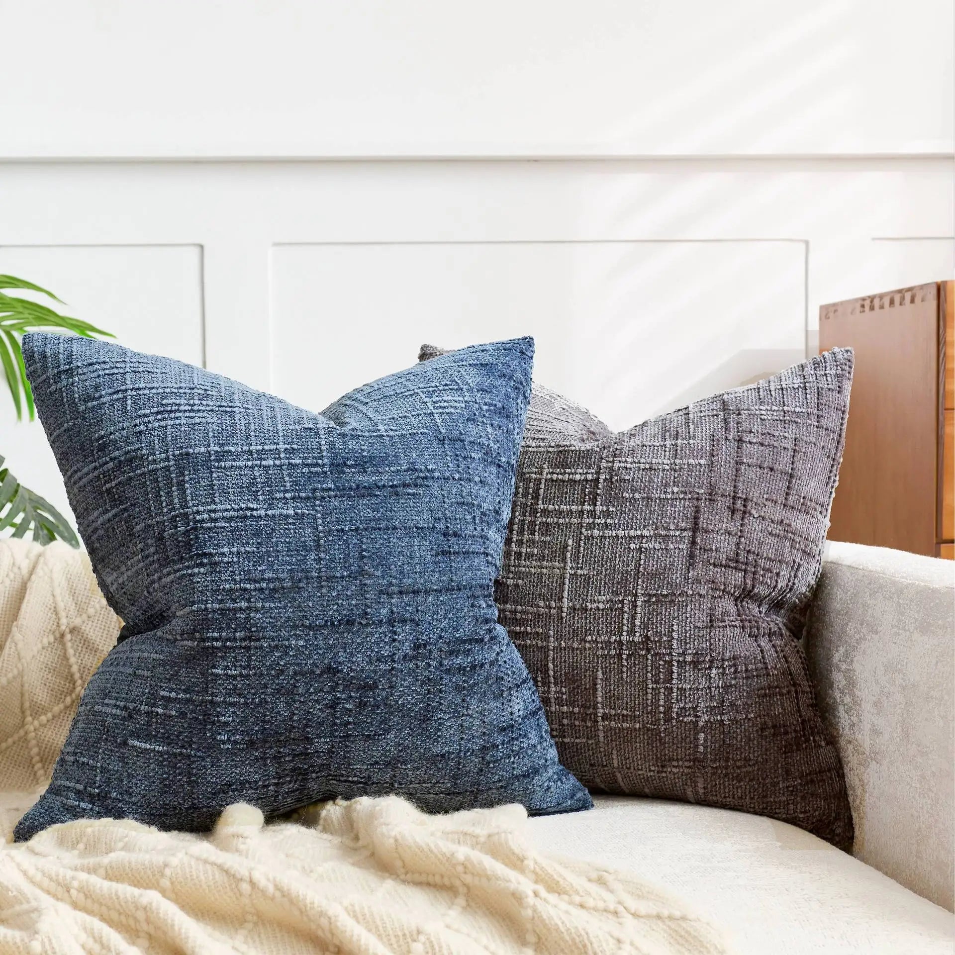 Chenille Cushion Cover – Woven Texture – Washable – Home Décor