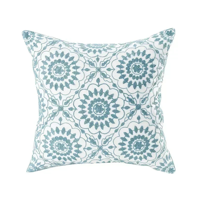 Embroidered Cushion Cover – Floral Pattern – Cotton Blend