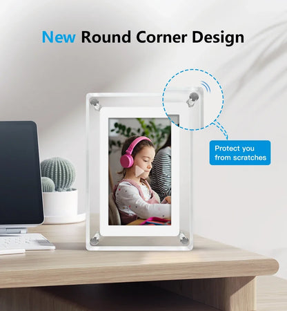 Digital Photo Frame – 5-Inch IPS Display – Rechargeable – Acrylic Design