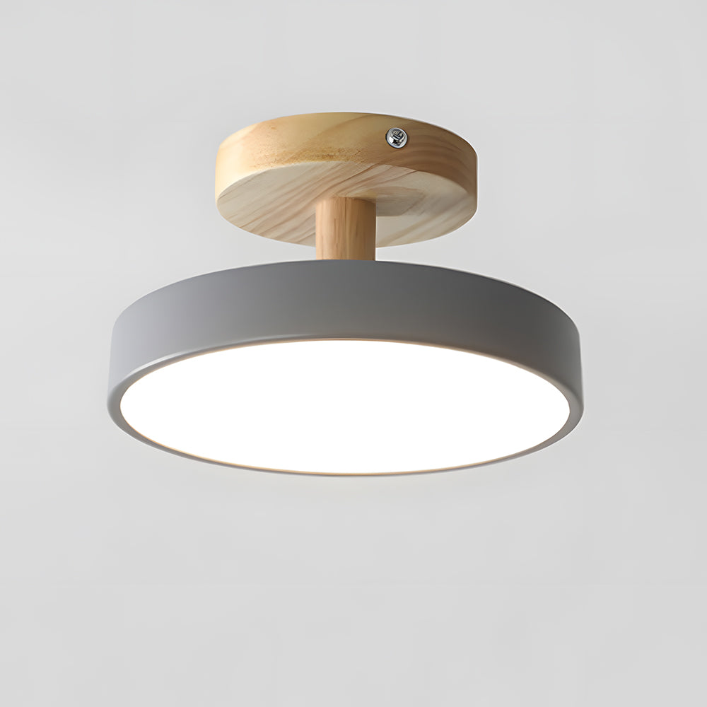 LED Ceiling Light – Wooden Base – Round Design