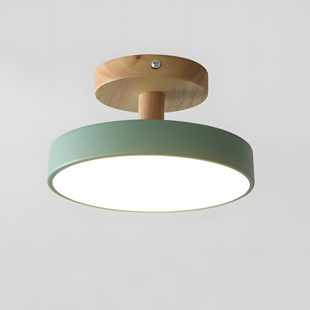 LED Ceiling Light – Wooden Base – Round Design