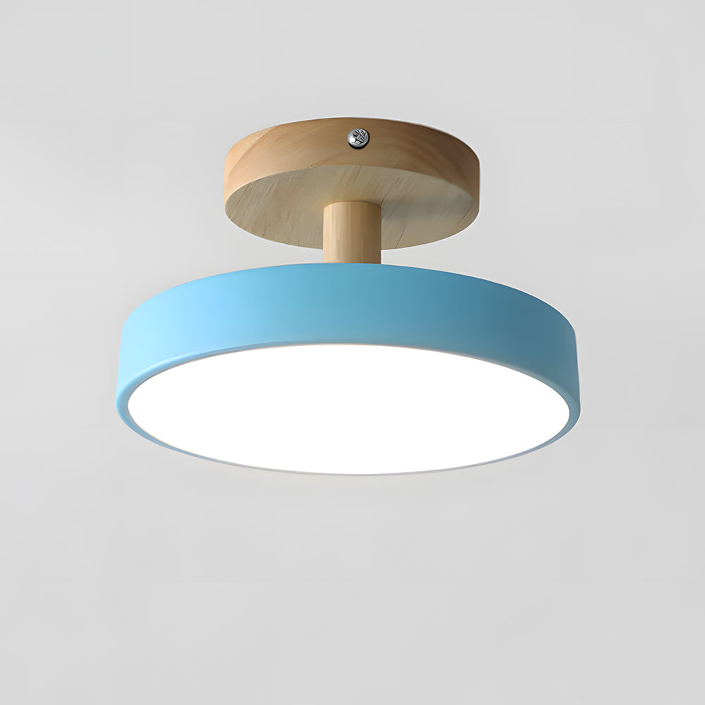 LED Ceiling Light – Wooden Base – Round Design