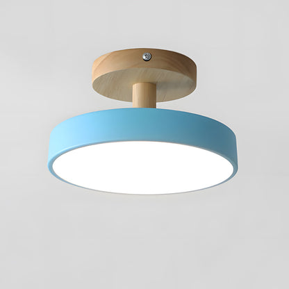LED Ceiling Light – Wooden Base – Round Design