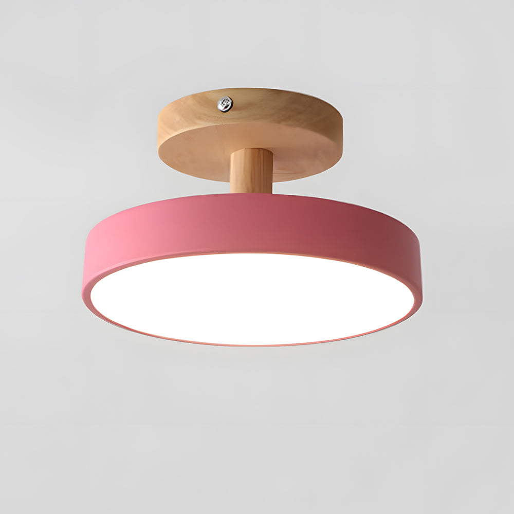 LED Ceiling Light – Wooden Base – Round Design