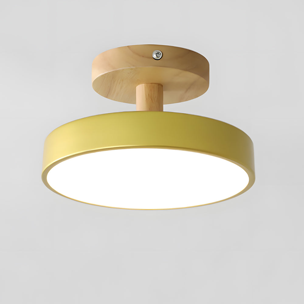 LED Ceiling Light – Wooden Base – Round Design