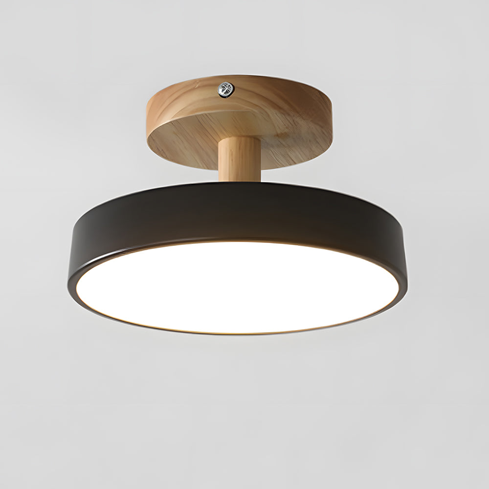 LED Ceiling Light – Wooden Base – Round Design