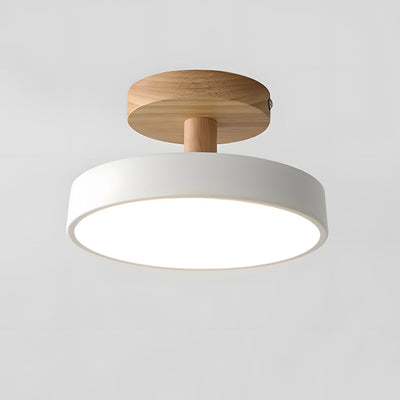 LED Ceiling Light – Wooden Base – Round Design