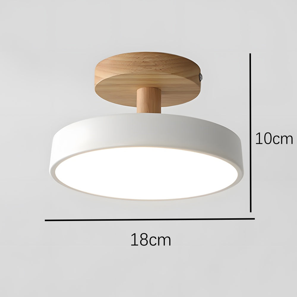LED Ceiling Light – Wooden Base – Round Design