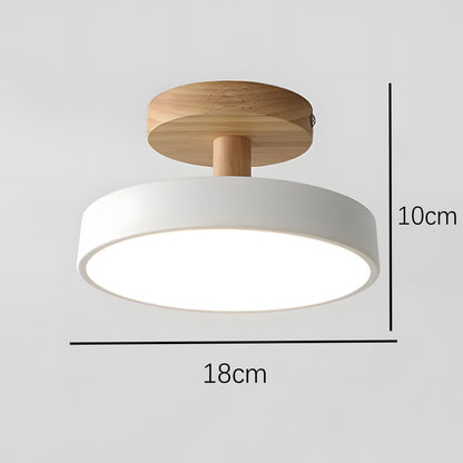 LED Ceiling Light – Wooden Base – Round Design
