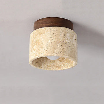 Japandi Ceiling Light – Travertine Stone – E27 Socket