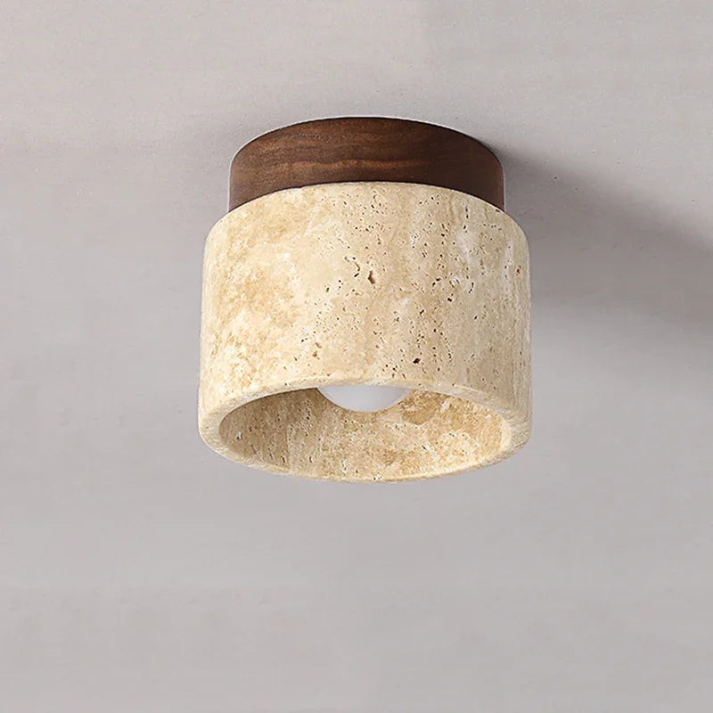 Japandi Ceiling Light – Travertine Stone – E27 Socket