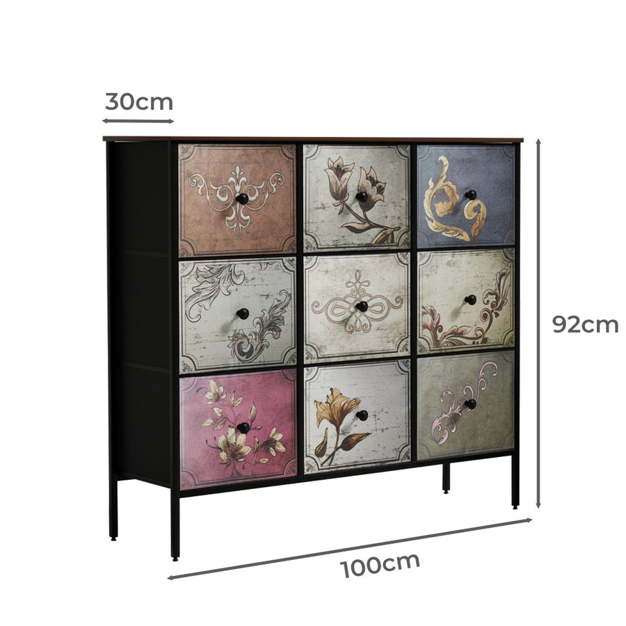 Levede 9 Chest of Drawers Storage Cabinet Tower Retro Dresser Vintage Brown
