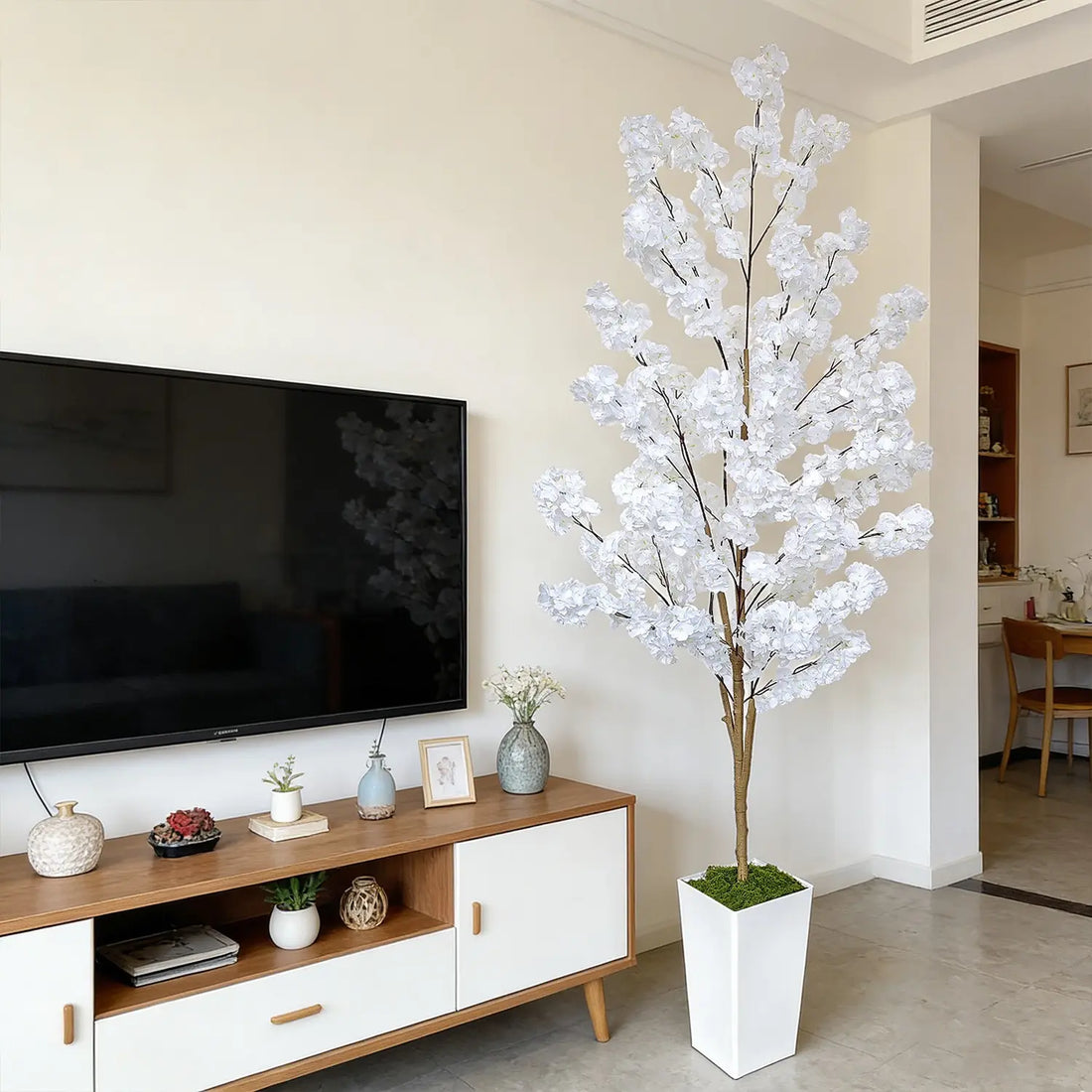 1.3M-2.2M Realistic Cherry Blossom Tree, High-Fidelity Branches, Nordic Minimalist Style, Indoor Outdoor Decor, Wedding Event Photography, Plant, Artificial Floral Plant, Artificial Flower Tree