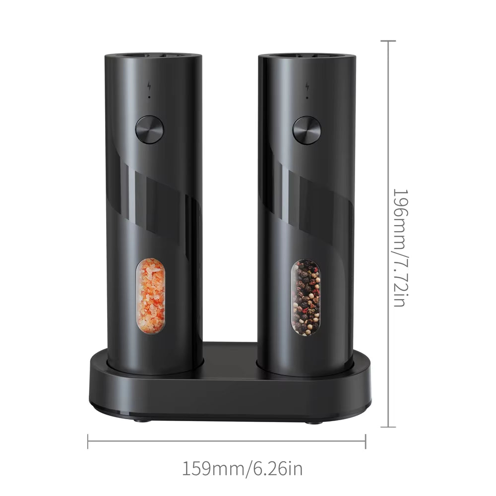 1Pc/2Pcs Automatic Pepper Grinder Salt and Pepper Mill Adjustable Coarseness Spice Grinder with LED for Kitchen