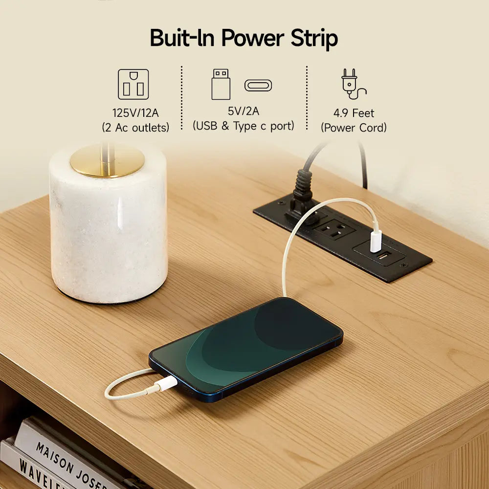 【Summerfinds】Onbrill 2-Piece Bedside Cabinet Set - 23.62" Modern Wood Nightstands with Fluted Panels, Drawers, 2 USB Ports, Glides, Curved Profile, 17.72"W×15.75"D×23.62"H End Tables for Bedroom Decor, Small Spaces,Dorm Essentials,Home Decor