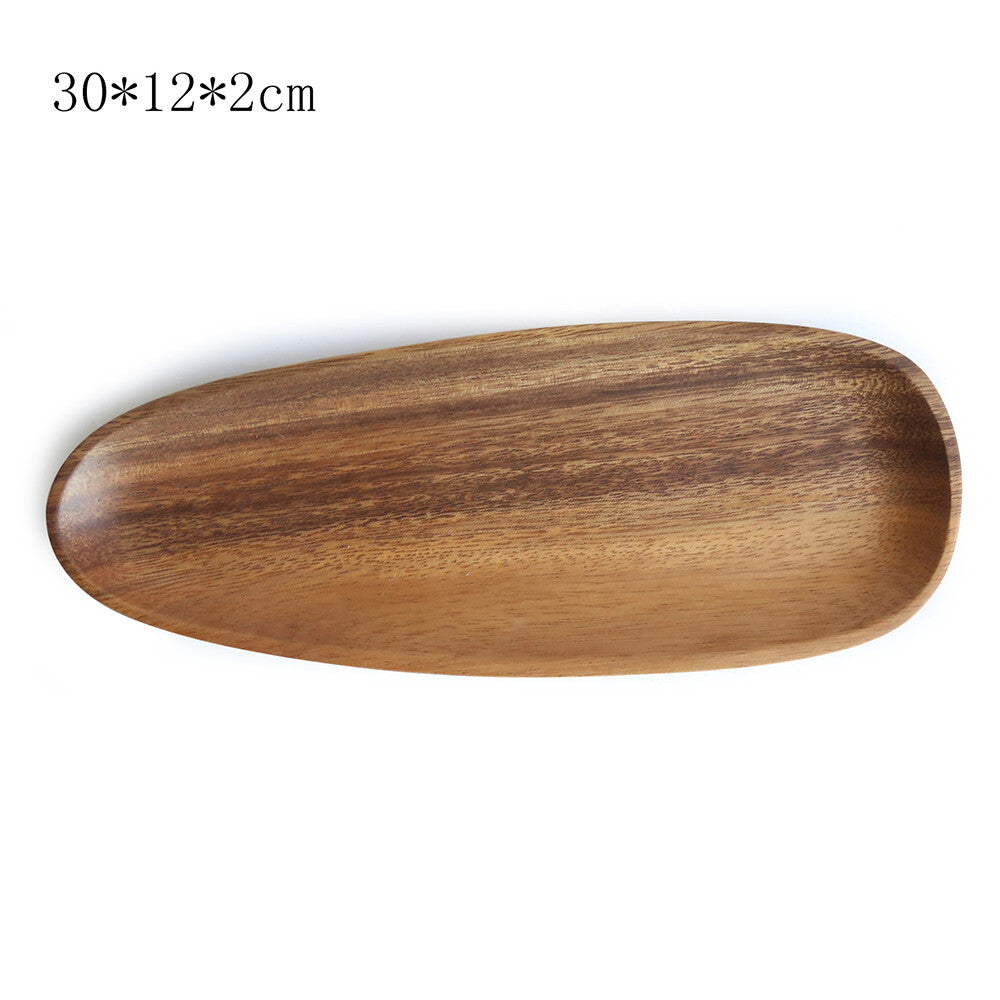 Wood Dinner Plate Wooden Serving Tray Dessert Bread Food Storage Dish Dinnerware