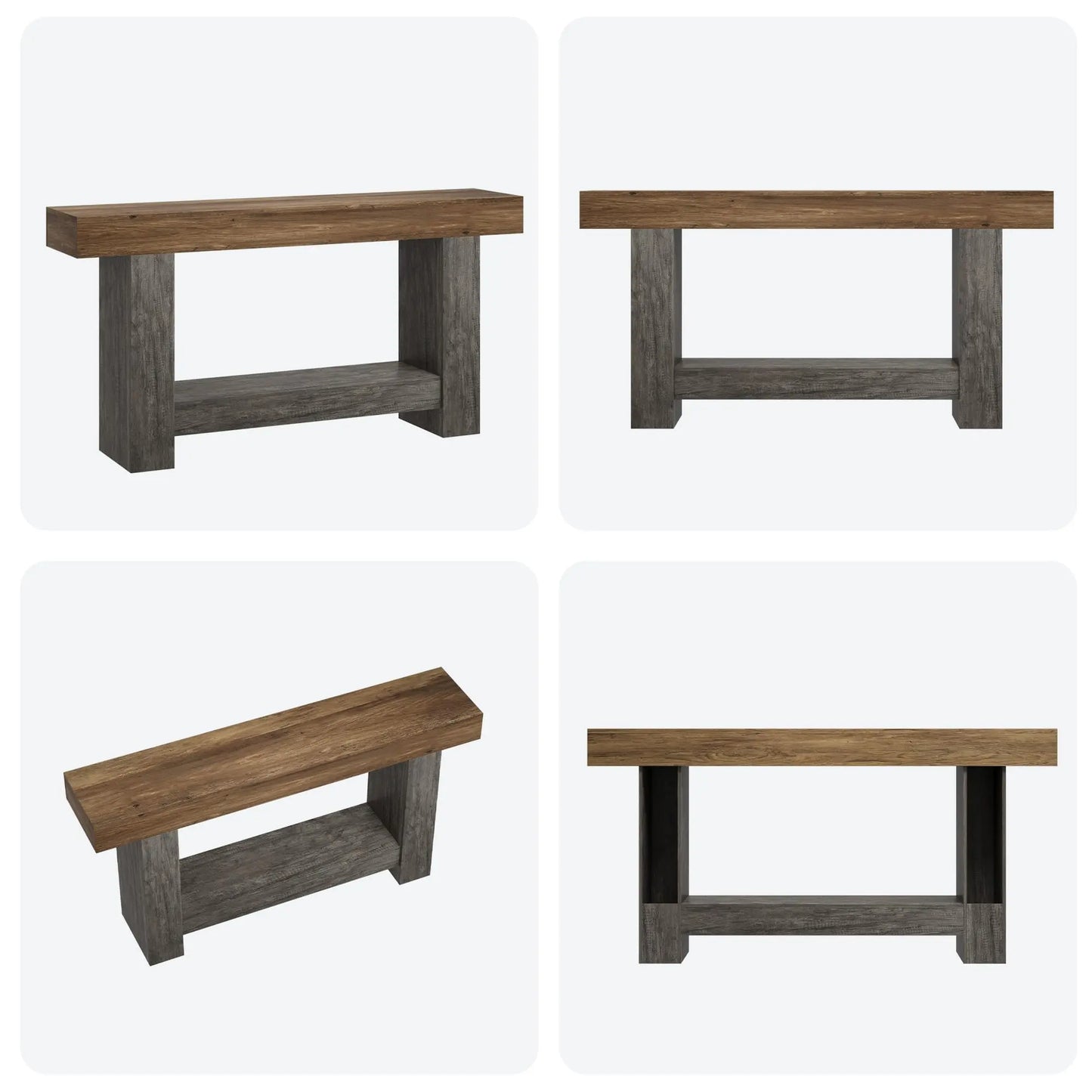 Entryway Console Table, Farmhouse 2-Tier Table with Open Storage, Long Sofa Accent Table for behind Couch, for Entrance Living Room Hallway Foyer (47 in / 63 in ),Dorm Essentials,Home Decor