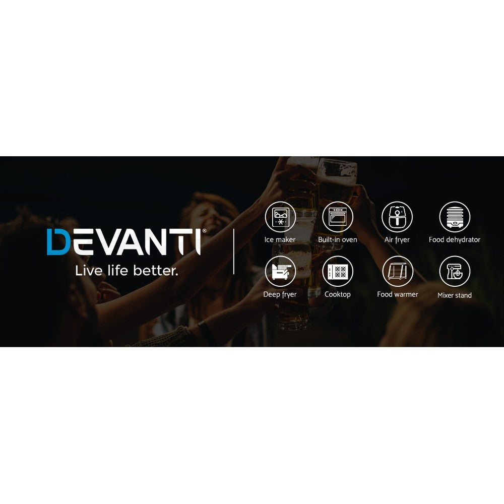 Devanti Portable Ice Maker Machine Ice Cube Tray 12Kg Bar Countertop Black