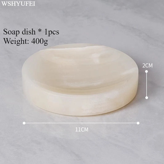 Light Luxury White Jade Stone Home Bathroom Wash Suit Bathroom Supplies Brush Tooth Cup Soap Bottle Soap Dish Toothbrush Holder