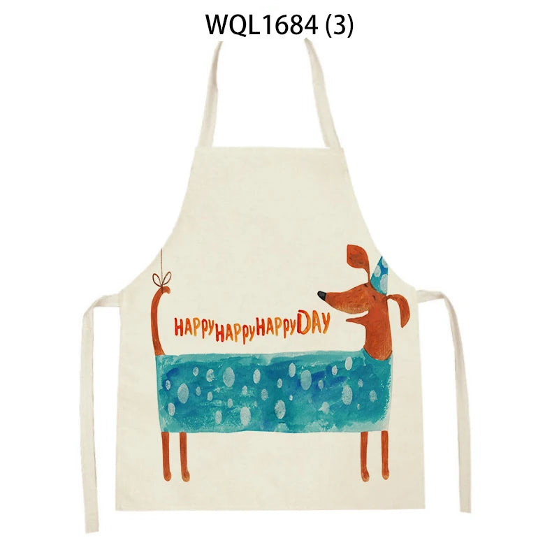 1Pcs Kitchen Apron Dachshund Animal Printed Sleeveless Cute Dachshund Aprons for Men Women Home Cleaning Tools 55*68Cm Tablier