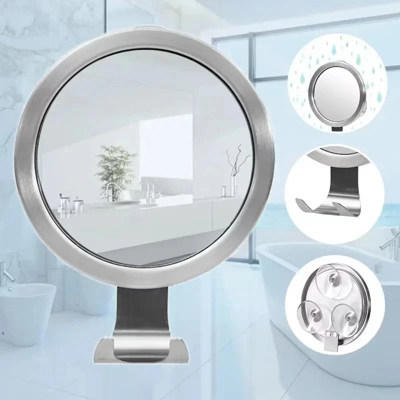 Bathroom Anti-Fog Mirror Powerful Suction Cup Bath Shower Mirrors Wall Mounted Make up Man Shaving Mirror with Shaver Holder