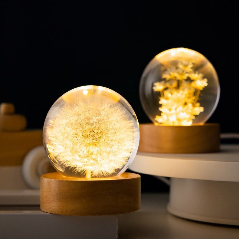 3D Flower Crystal Lamp Warm Light