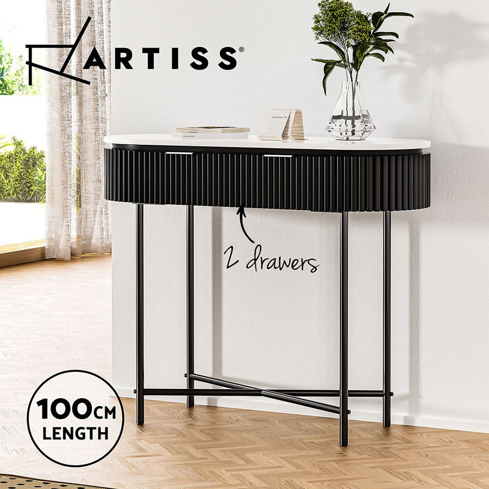 Artiss Console Table Hallway Drawer Wooden Entryway Desk Display Shelf Metal Leg