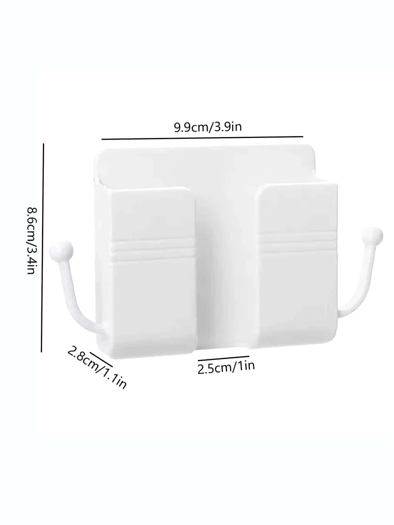 Wall-Mounted Remote Control Storage Box with Hook Storage Rack Bedside Mobile Phone Charging Stand 1 Piece
