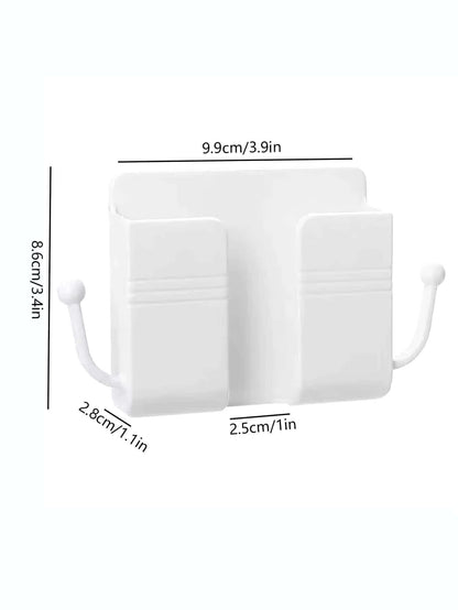 Wall-Mounted Remote Control Storage Box with Hook Storage Rack Bedside Mobile Phone Charging Stand 1 Piece